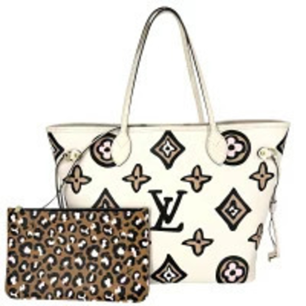 Louis Vuitton Neverfull Wild Heart Tote Bag Leather Ivory White Black